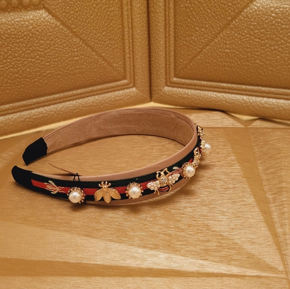 Designer Inspired Tan Embellished Headband. FINAL PRICE - Picture 3 of 3
